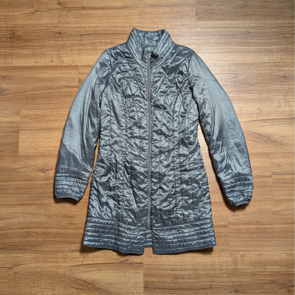 Danier Puffer Jacket Womens Size Small Gray Full Zip Winter Long Casual